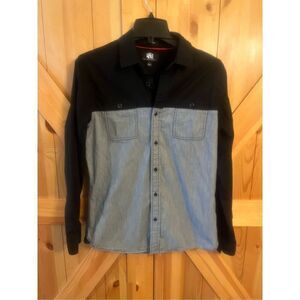 Rock & Republic Two-Tone Black and Gray/Blue Button-Down Shirt